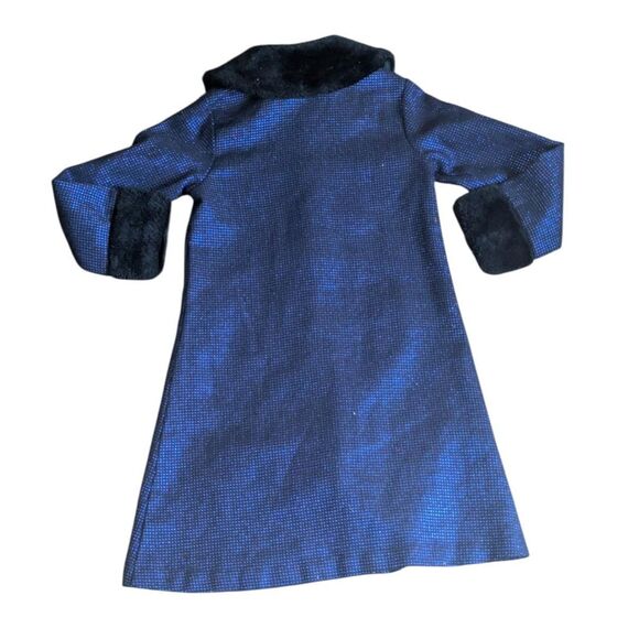 Youngland Vintage Mod Coat Girl’s 6X Blue Metallic Sparkle Faux Fur Collar Cuffs - Picture 7 of 7